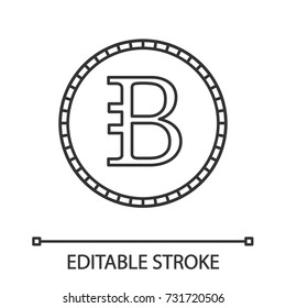 Bytecoin linear icon. Thin line illustration. Cryptocurrency. Mining. Contour symbol. Vector isolated outline drawing. Editable stroke