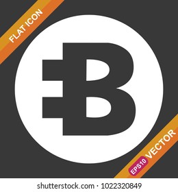 Bytecoin sign flat icon for web, UI, UX, and app on black background