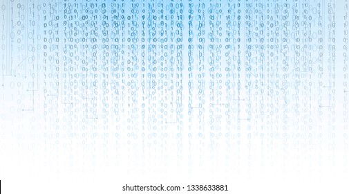 Bytes of binary code run through network. Abstract futuristic syberspace. Modern Technology background