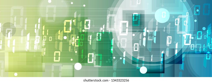 Bytes of binary code run through network. Abstract futuristic syberspace. Modern Technology background