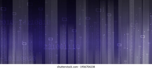 Bytes of binary code run through network. Abstract futuristic syberspace. Modern Technology business background