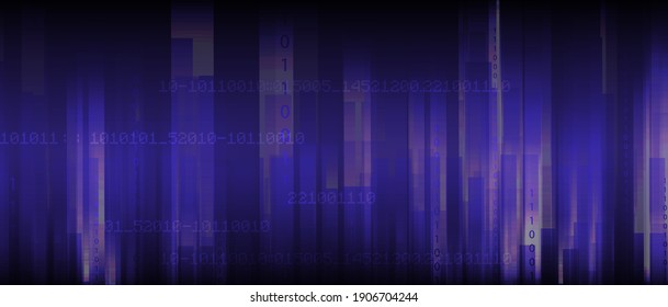 Bytes of binary code run through network. Abstract futuristic syberspace. Modern Technology business background