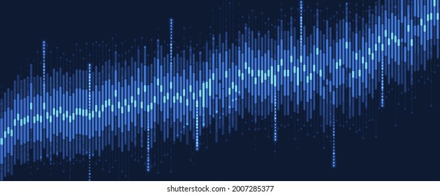 Bytes of binary code run through network. Abstract futuristic technology syberspace