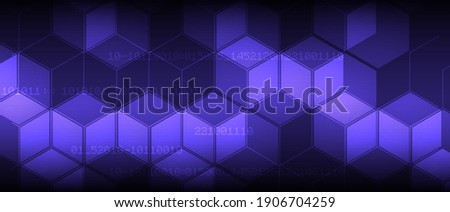 Bytes of binary code run through network. Abstract futuristic syberspace. Modern Technology business background