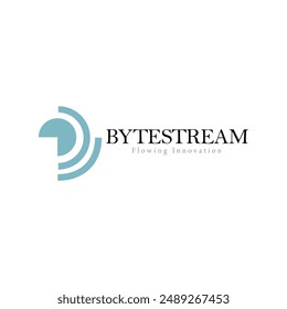 "Bytestream" Flowing Innovación tipográfica diseño de logotipo moderno y minimalista. Diseño de logotipo moderno de Vector.