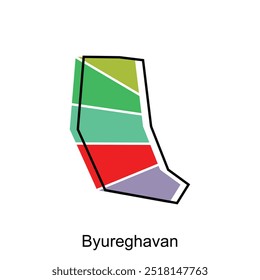 Byureghavan City map vector, stylized outline map design template, suitable for your design, brand, and etc
