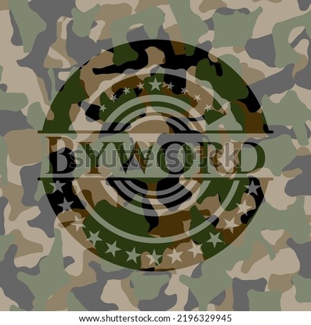 Byword on camouflaged texture. Vector Illustration. Detailed. 