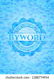 Byword sky blue emblem with mosaic ecological style background