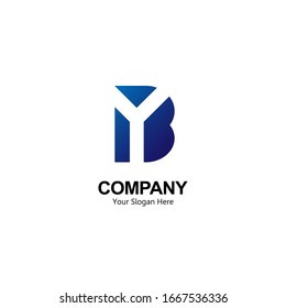 BY/YB latter logo. with the design of combining two letters into one symbol that is unique, simple and elegant. blue isolated white texture. for the company's brand and design needs. modern template.