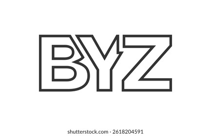 BYZ logo design template with strong and modern bold text. Initial based vector logotype featuring simple and minimal typography. Trendy company identity ideal for businesses brand presence.