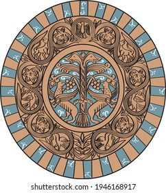 byzantine circle animals ancient plants color 