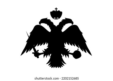 Byzantine coat of arms vector silhouette illustration isolated on white background. Eastern Roman Empire emblem banner. Greek orthodox church symbol.