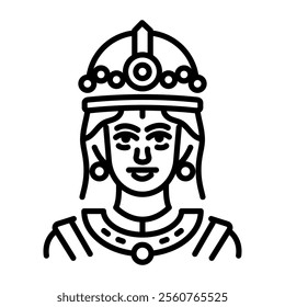 Byzantine empress icon in linear style 