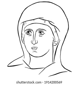 byzantine icon virgin deva divine outline art vector illustration mary madonna