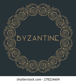Byzantine round ornament. Vintage mandala element for your decorative design.