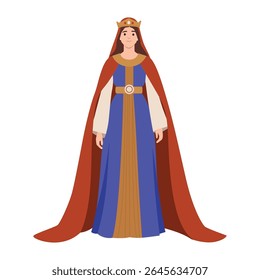 Byzantine Royal Woman in Traditional Attire. Flat vector illustration isolated on white background