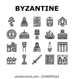 hagia theodora, mosaicos ortodoxos, iconoclastia nicaea, heráclio procópio, grego byzantium império justiniano contorno preto ilustrações