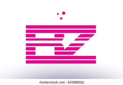 bz b z alphabet letter logo pink purple line stripe company design template creative abstract vector