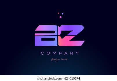 bz b z creative color blue background pink purple blue magenta alphabet letter company logo vector icon design