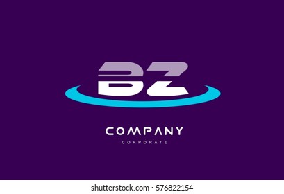 bz b z cyan magenta blue letter combination alphabet vector company logo icon sign design template 