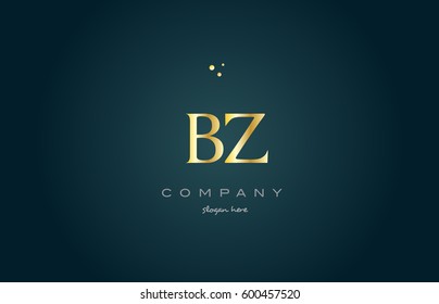 bz b z  gold golden luxury product metal metallic alphabet company letter logo design vector icon template green background