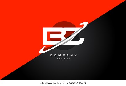 bz b z  red black white technology swoosh alphabet company letter logo design vector icon template 