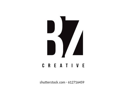 BZ B Z White Letter Logo Design with Black Square Vector Illustration Template.