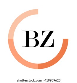 BZ black letters , modern type of font , tree orange colors , simply alphabet like design identity