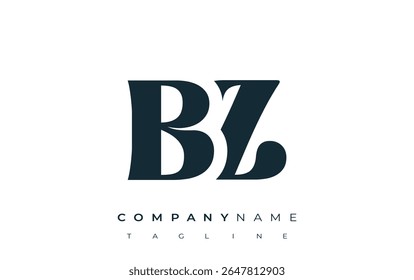 BZ Creative Abstract Typography Logo Design. Elegant logo combining bold typography and creative shapes, ideal for branding and identity solutions.
