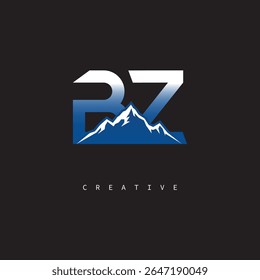 Logotipo creativo de la montaña de BZ: diseño de marca de letra de gradiente en negrita para marcas de negocios al aire libre	

