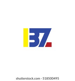 BZ flat initial letter logo combining yellow blue red