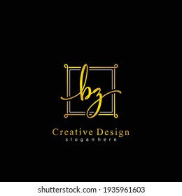BZ Initial calligraphy handwritten logo. Handwritten alphabet in the logo template. Letters and Alphabet for signature, wedding, fashion, floral and botanical logo design 
