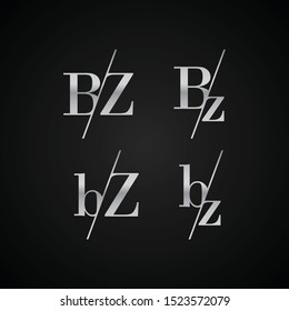 BZ initial letter elegant symbol template vector for creative label packaging brand wedding invitations business black and silver color based