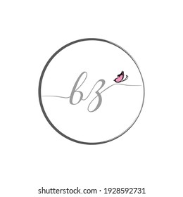 BZ initial letter handwriting logo design with butterfly