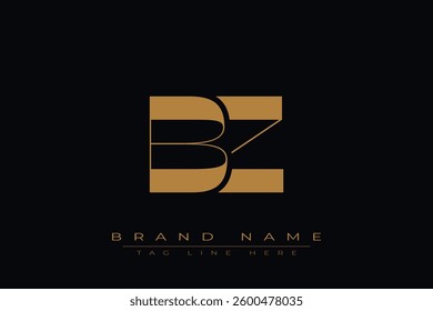 BZ initial letter logo design. Letter B and Z luxury alphabet letter logo icon template