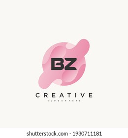 BZ Elementos de plantilla de diseño de icono del logotipo de la carta inicial con un arte colorido de ondas.