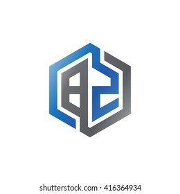 BZ initial letters loop linked hexagon logo black gray blue