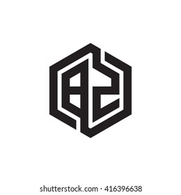 BZ initial letters loop linked hexagon monogram logo