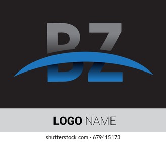 BZ initial logo company name colored grey and blue swoosh design.