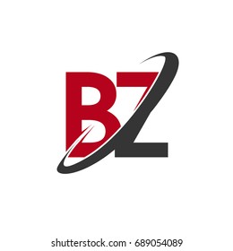 BZ initial logo company name colored red and black swoosh design, isolated on white background. vector logo for business and company identity