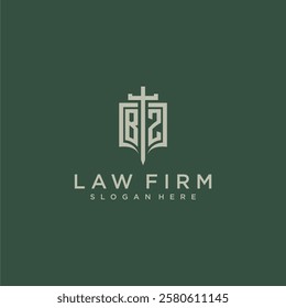 BZ initial monogram for law firm with sword and shield logo image