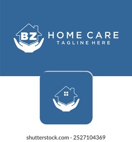 Logotipo do monograma inicial BZ para design de cuidados domiciliares