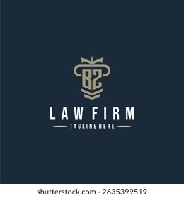 Bufete de abogados de logotipo de monograma inicial BZ con diseño de pilar