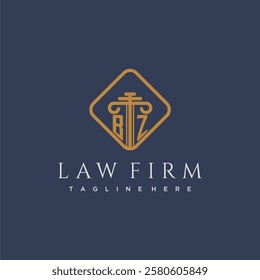 BZ initial monogram logo for lawfirm with pillar in creative square design