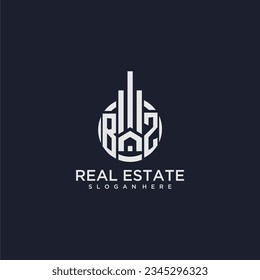 BZ initial monogram logo for real estate with creative circle design vector