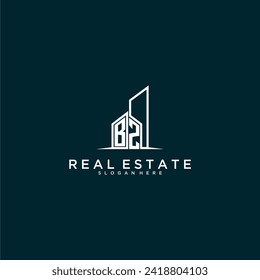 BZ initial monogram logo real estate with building style design vector