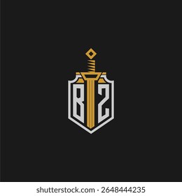 BZ initial monogram for shield and sword style image