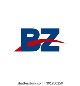 BZ initial overlapping swoosh letter logo blue red