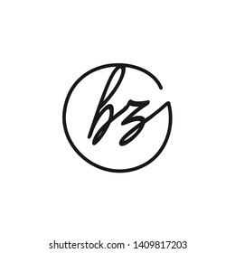 BZ initial signature logo. handwriting logo template vector,