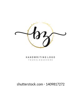 BZ initial signature logo. handwriting logo template vector,